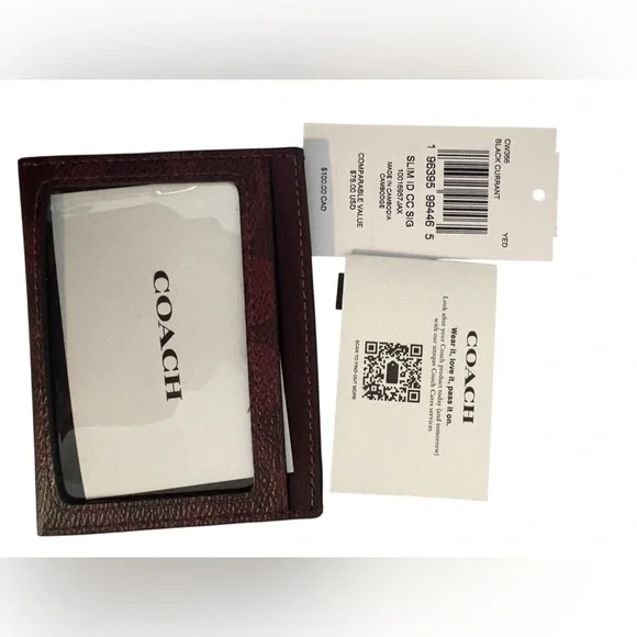 Coach Black currant slim ID CC Card Holder NWT - Picture 5 of 5